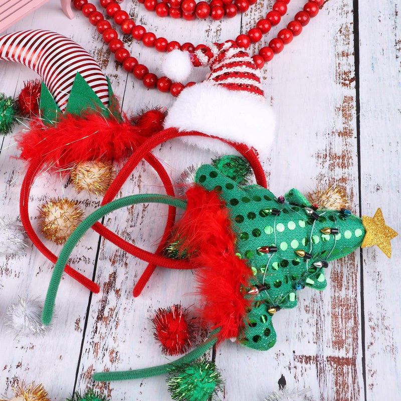 يوراتوت URATOT 9 حزمة الإبداعية عطلة Headbands عيد الميلاد حزب زي أغطية الرأس الجان قبعات الحفلات الرنة Headbands لعيد الميلاد التبعي - Image 4